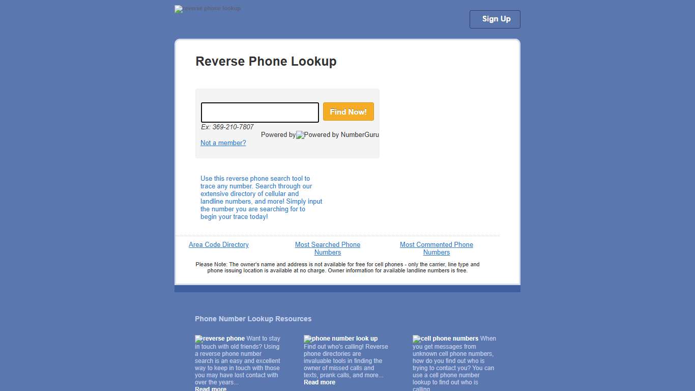 Reverse Phone Lookup | FreePhoneTracer.com